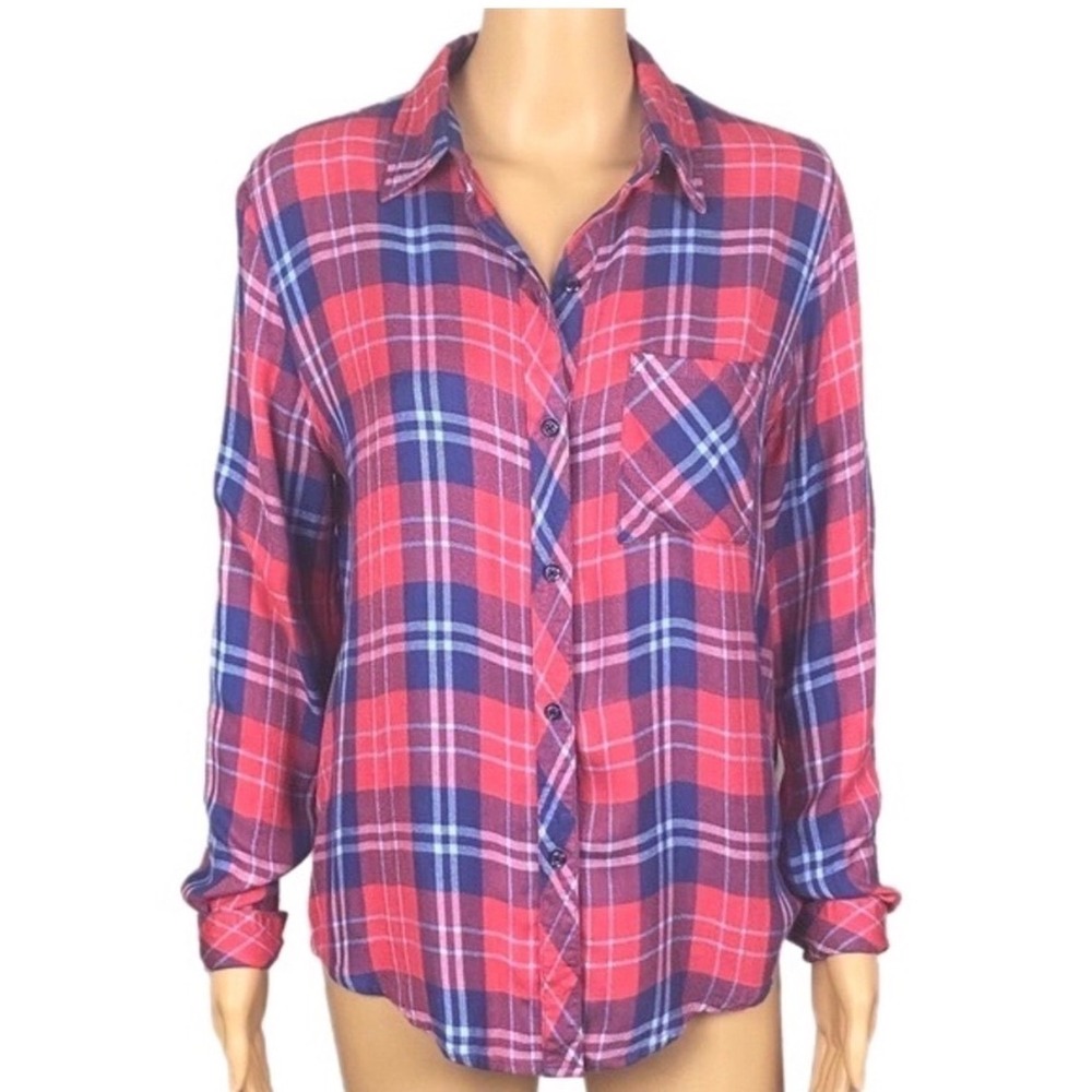 Rails Hunter Plaid Button Down Lightweight Relaxed Long Sleeve Shirt Blue S